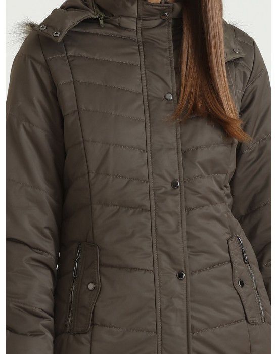 Women Quilted Puffer  Jacket olive